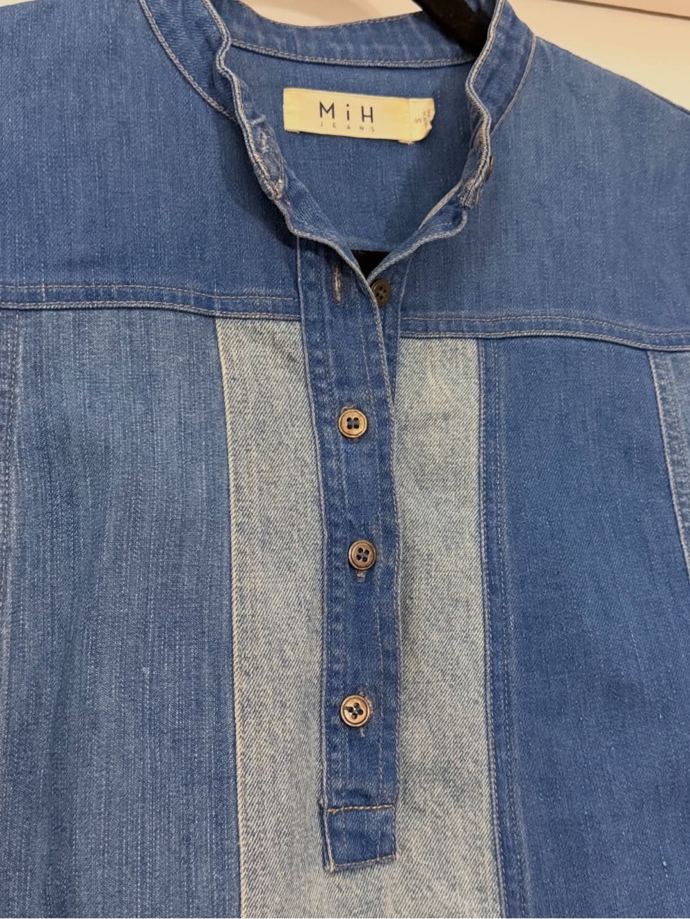 Mi Two-Tone Blue Panel Denim Mini Dress - Picture 7 of 7